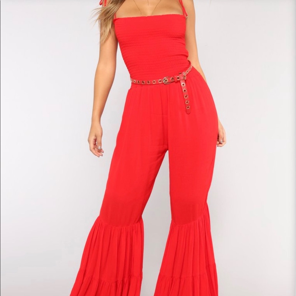 Red Wide-leg Jumpsuit